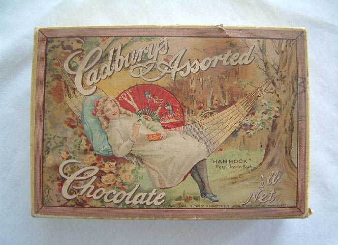 circa 1920's Cadbury chocolate box girl on hammock